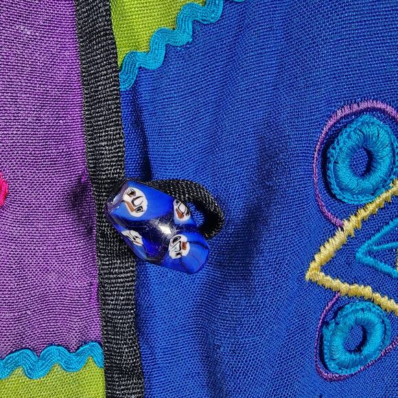 Vintage 90s Allure Womens Jacket Blazer Patchwork Hippie Artsy Embroidered Small - Picture 6 of 12